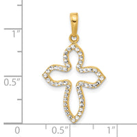 14k and White Rhodium D/C Pointed Cross Pendant-C4951