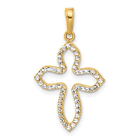 14k and White Rhodium D/C Pointed Cross Pendant-C4951