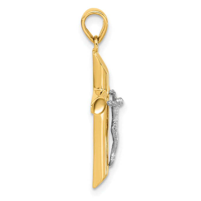 14K Two-tone Polished and Textured Crucifix Pendant-C4954