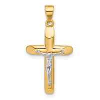 14K Two-tone Polished and Textured Crucifix Pendant-C4954