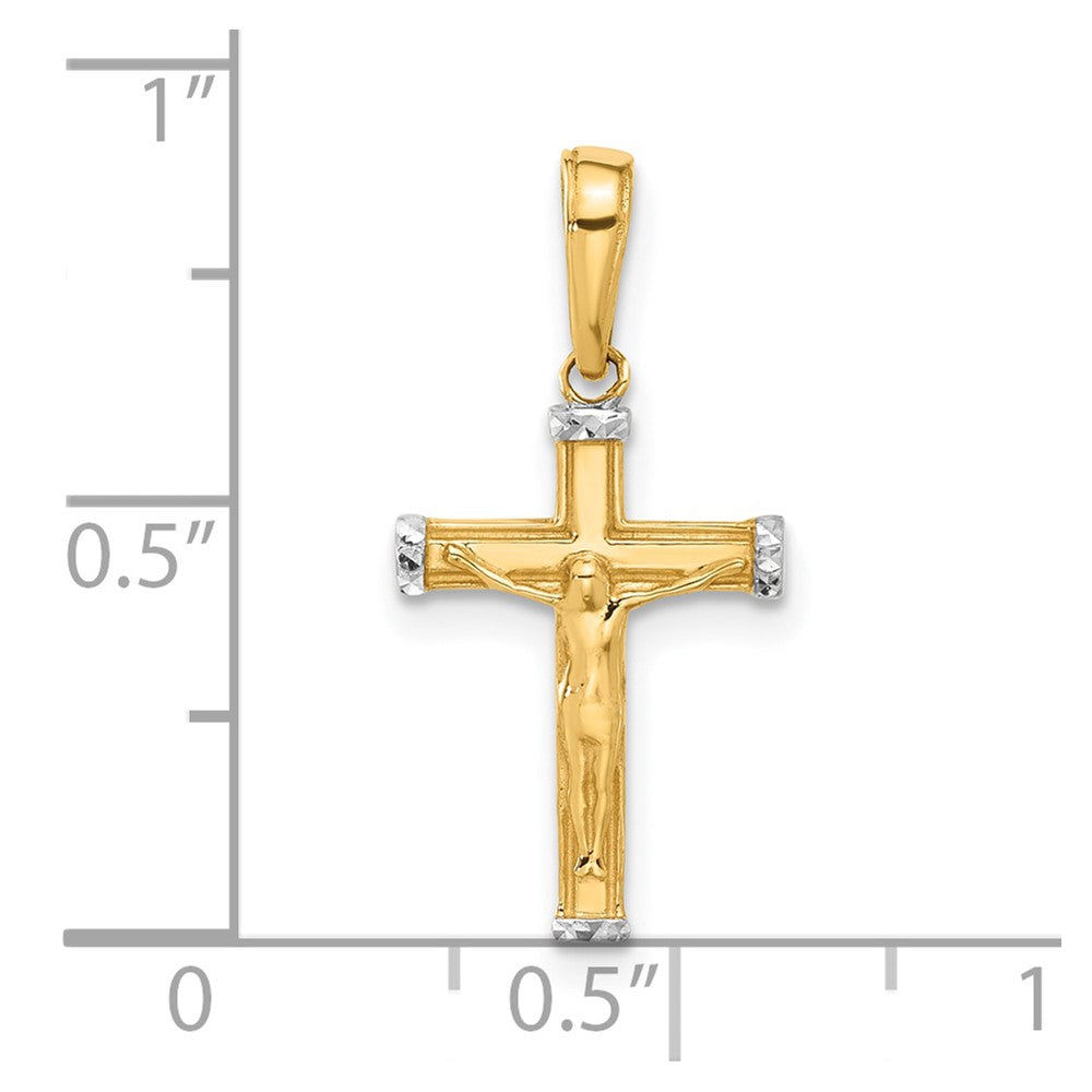 14k and White Rhodium D/C Crucifix Cross Pendant-C4956