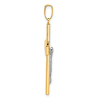 14K Two-tone Polished and Textured Crucifix Pendant-C4958