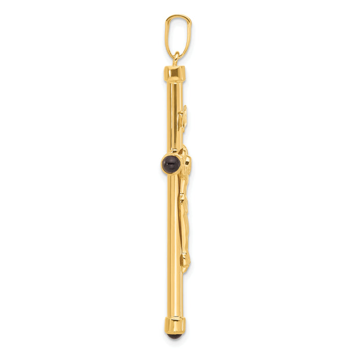 14K Polished Crucifix Onyx Pendant-C4959