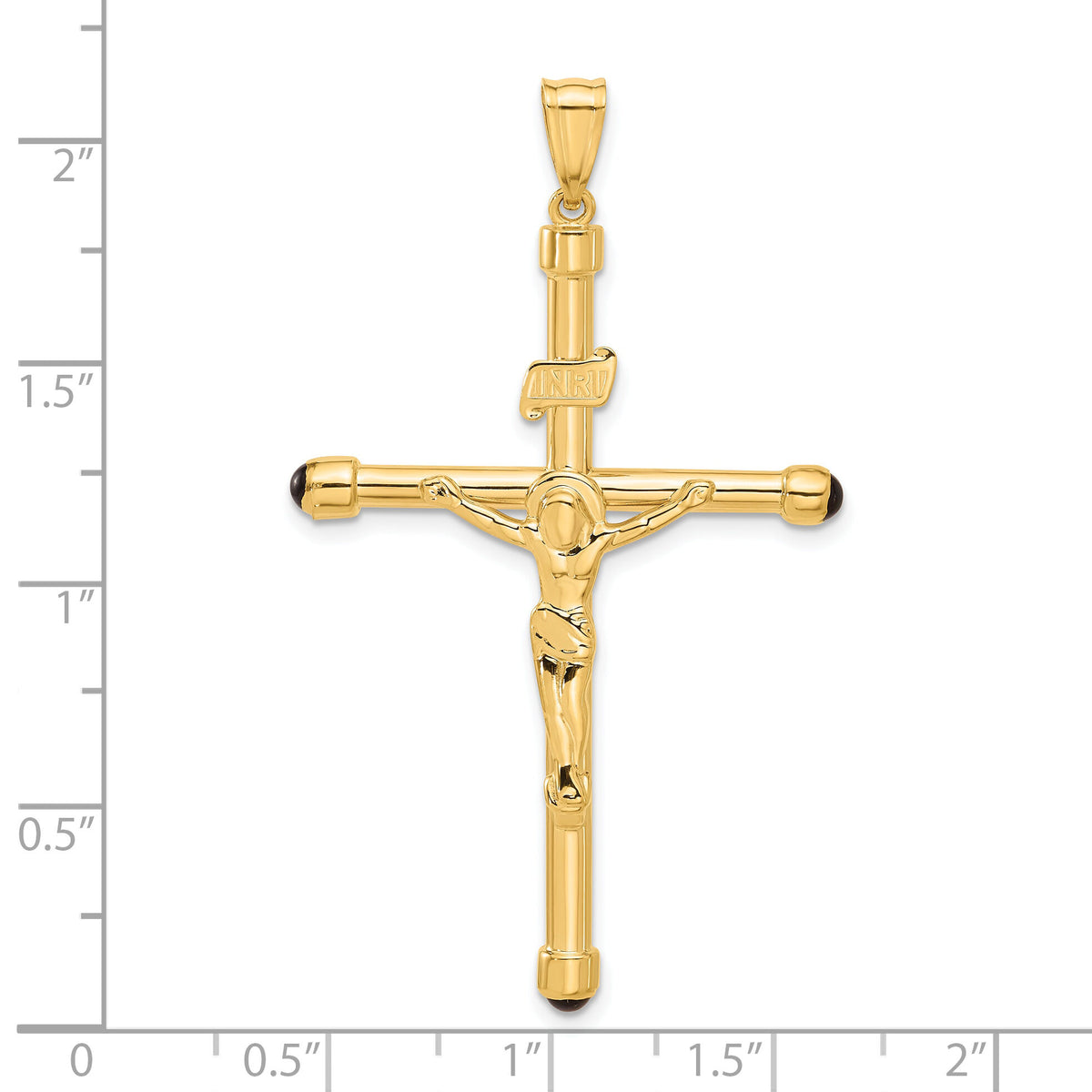 14K Polished Crucifix Onyx Pendant-C4959