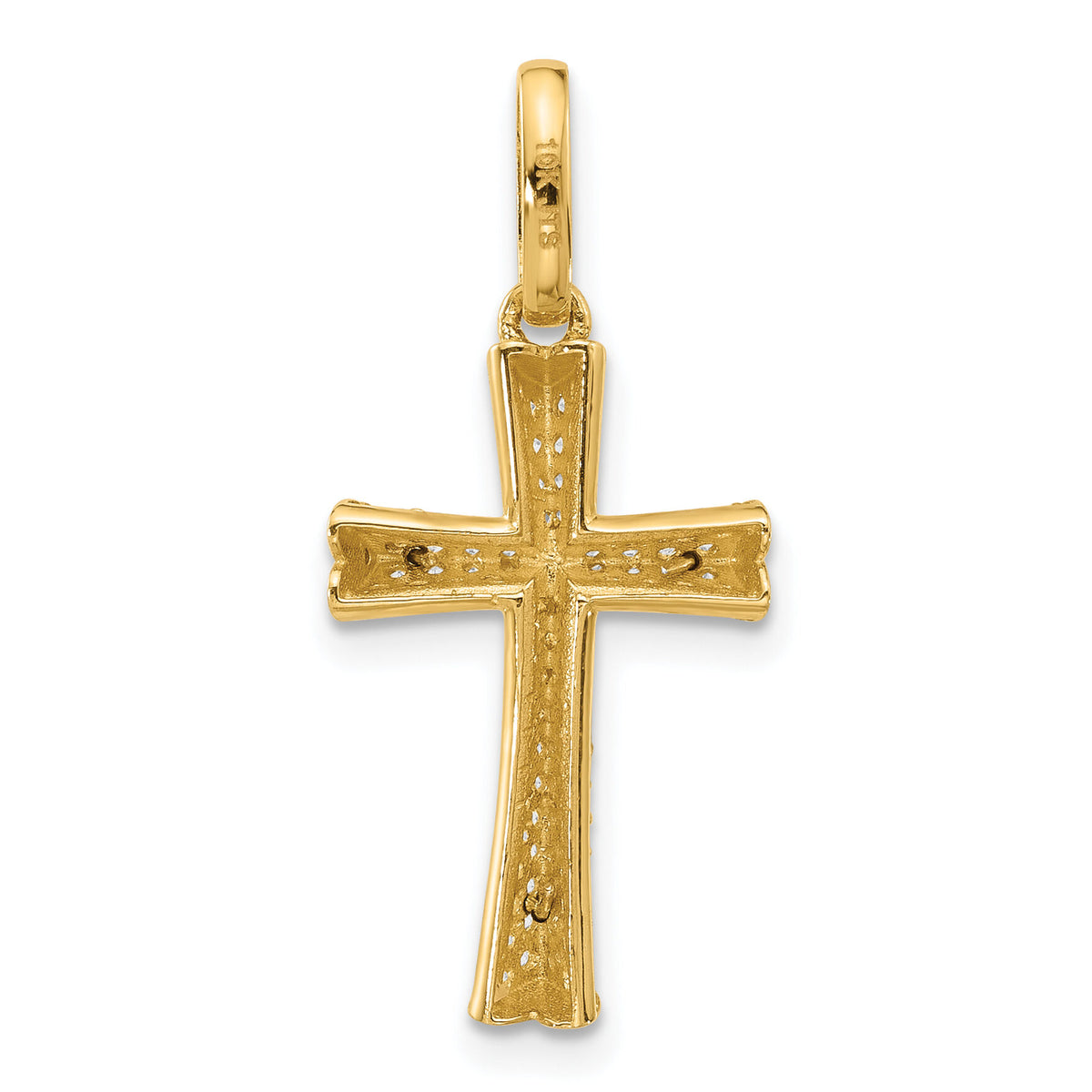 14K Two-tone Polished CZ Crucifix with Heart Ends Pendant-C4960