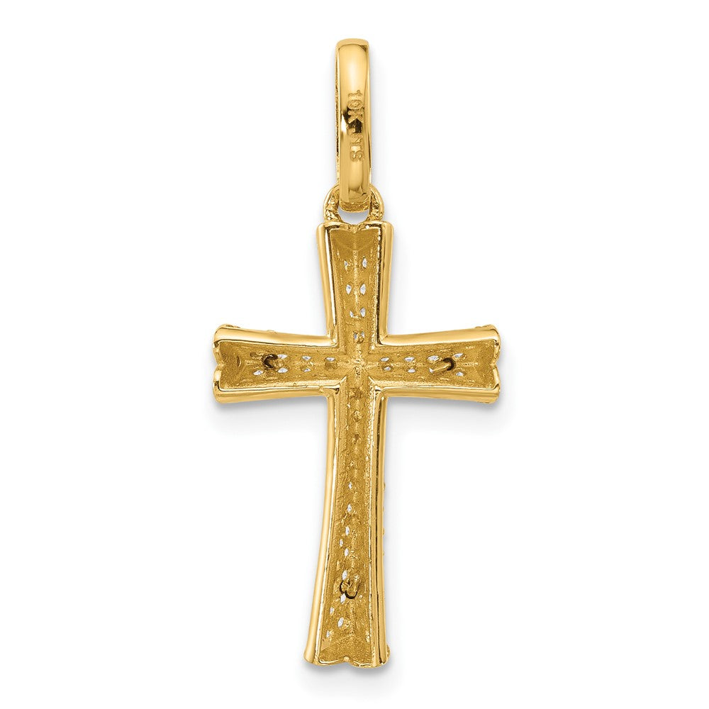 14K Two-tone Polished CZ Crucifix with Heart Ends Pendant-C4960