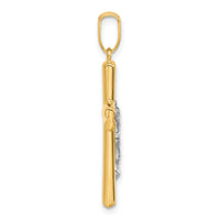 14K Two-tone Polished and Textured Crucifix Pendant-C4961