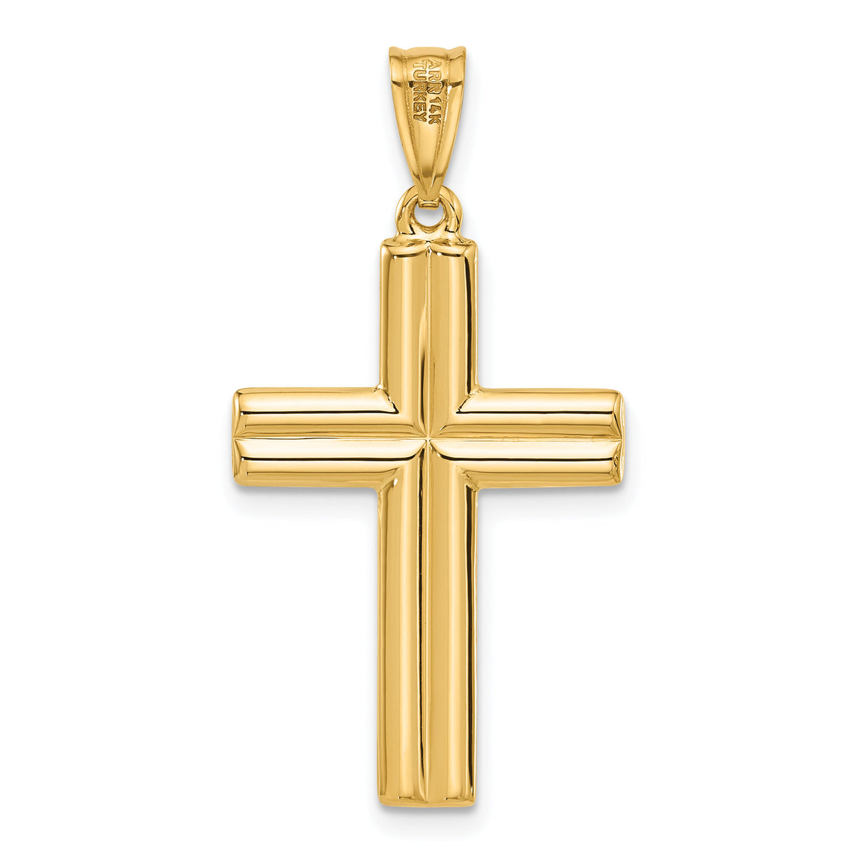 14K Two-tone Polished and Textured Crucifix Pendant-C4961