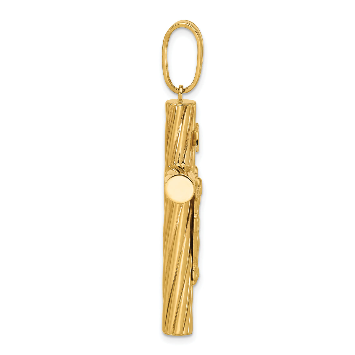 14K Polished and Textured Crucifix Pendant-C4963
