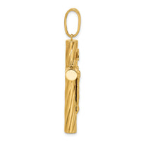 14K Polished and Textured Crucifix Pendant-C4963