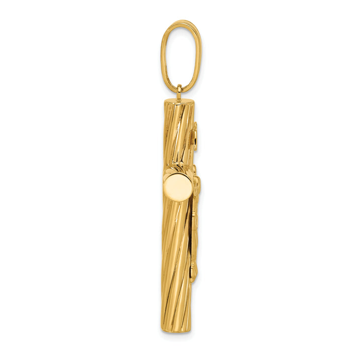 14K Polished and Textured Crucifix Pendant-C4963