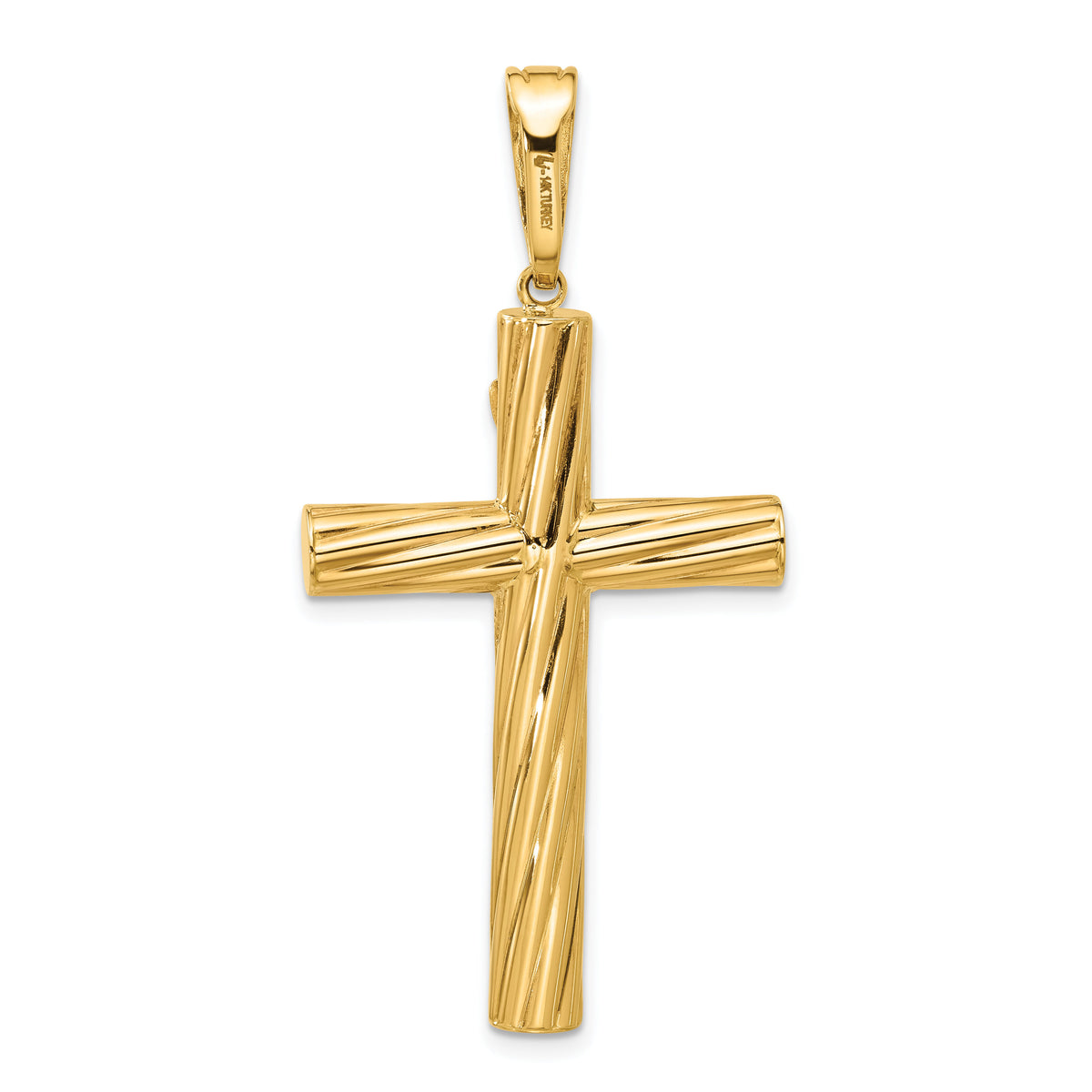 14K Polished and Textured Crucifix Pendant-C4963