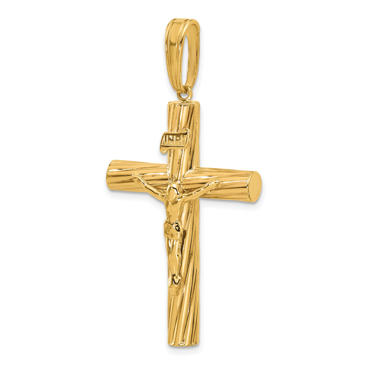 14K Polished and Textured Crucifix Pendant-C4963