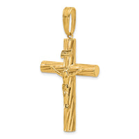 14K Polished and Textured Crucifix Pendant-C4963