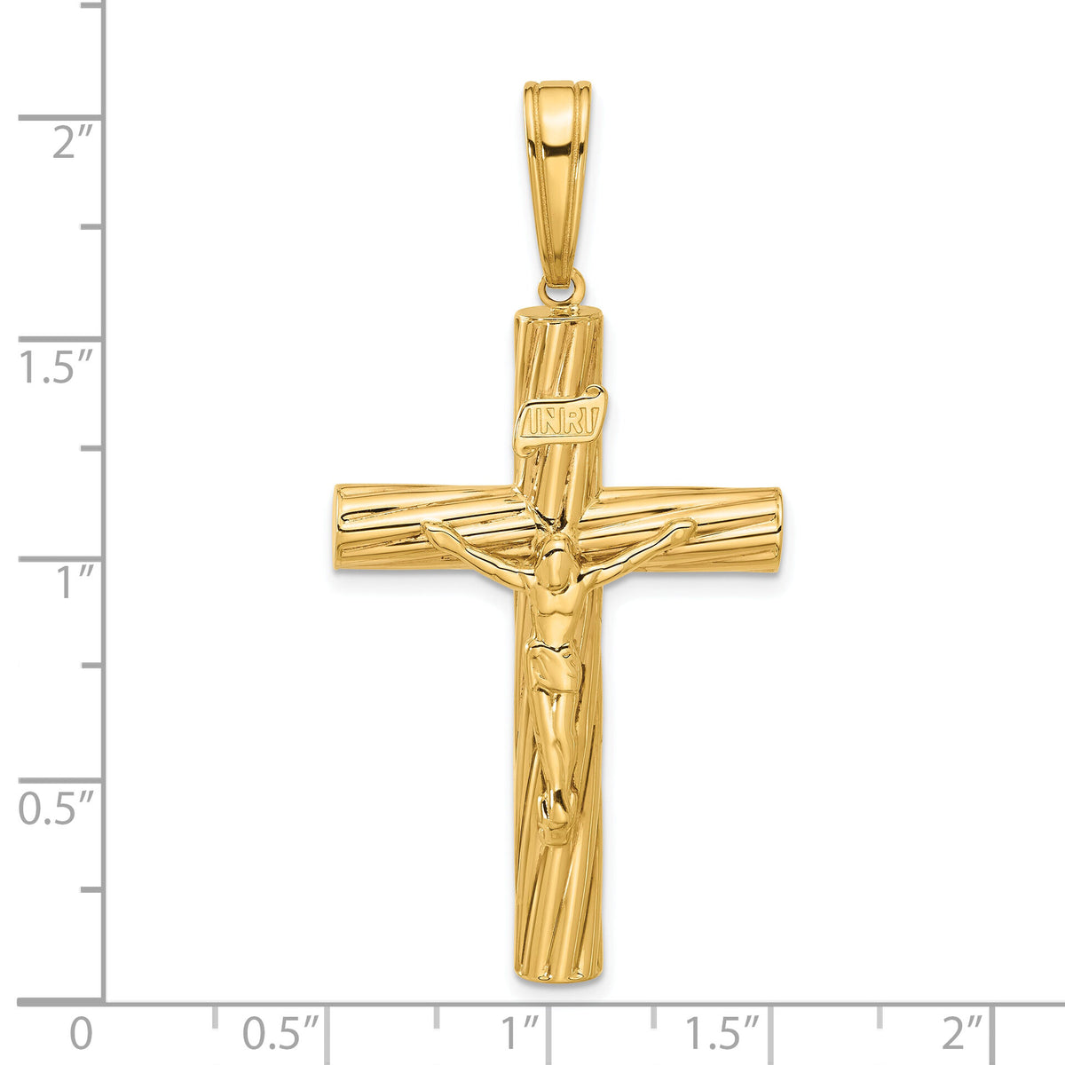 14K Polished and Textured Crucifix Pendant-C4963