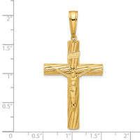 14K Polished and Textured Crucifix Pendant-C4963