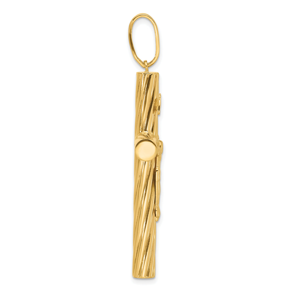 14K Polished and Textured Crucifix Pendant-C4964