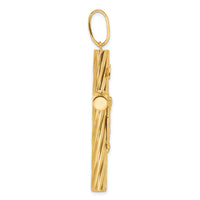 14K Polished and Textured Crucifix Pendant-C4964