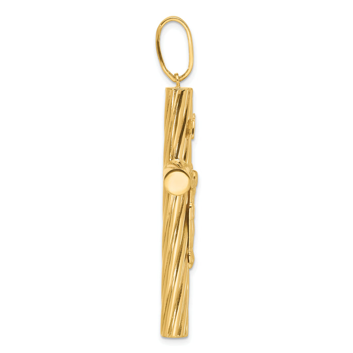14K Polished and Textured Crucifix Pendant-C4964
