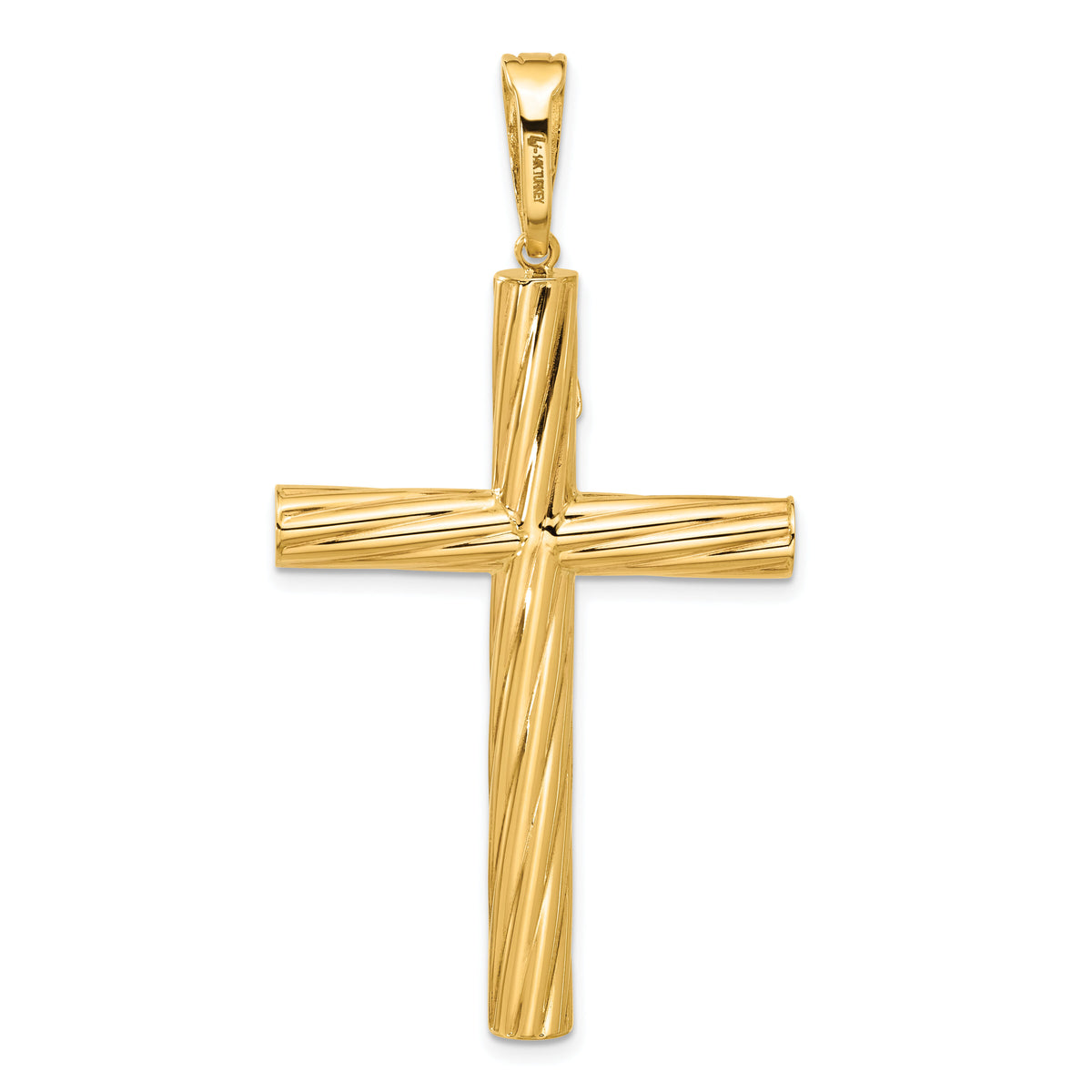 14K Polished and Textured Crucifix Pendant-C4964