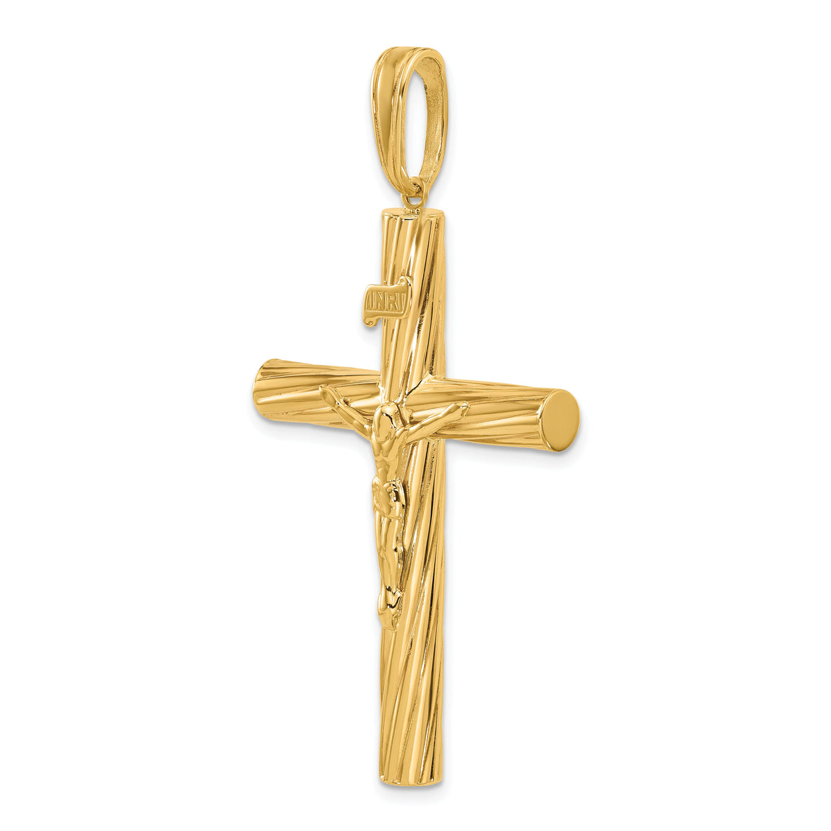 14K Polished and Textured Crucifix Pendant-C4964