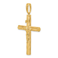 14K Polished and Textured Crucifix Pendant-C4964