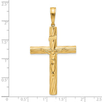 14K Polished and Textured Crucifix Pendant-C4964