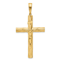 14K Polished and Textured Crucifix Pendant-C4964