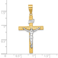14K Two-tone Polished and Diamond-cut Crucifix Pendant-C4965