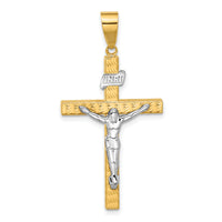 14K Two-tone Polished and Diamond-cut Crucifix Pendant-C4965