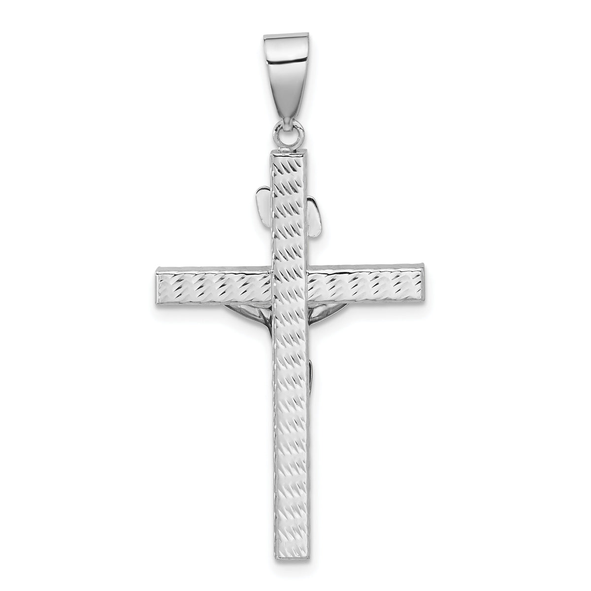14K Two-tone Polished and Diamond-cut Crucifix Pendant-C4966