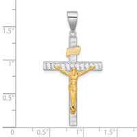 14K Two-tone Polished and Diamond-cut Crucifix Pendant-C4966