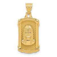 14K Polished and Textured Dog Tag Jesus Pendant-C4967