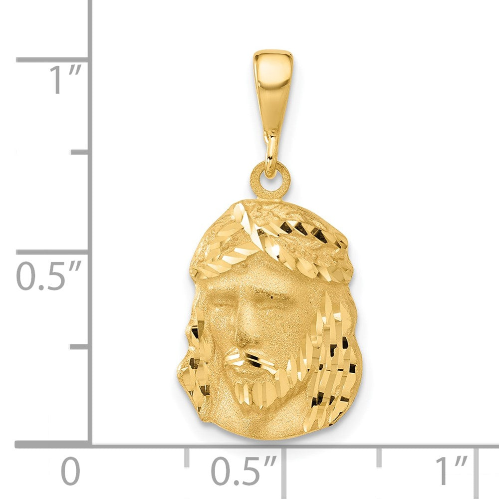 14K Satin and Diamond-cut Jesus Medal Pendant-C4968