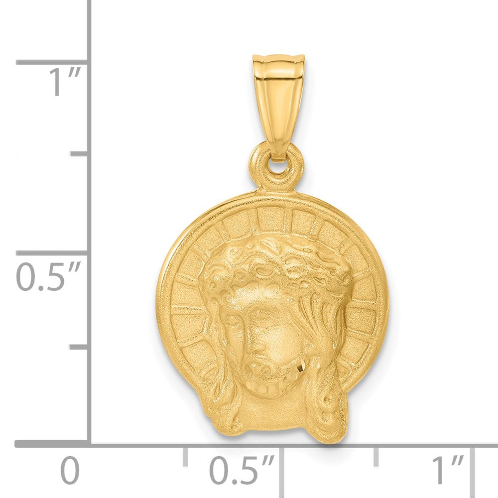 14K Satin Jesus Medal Pendant-C4969