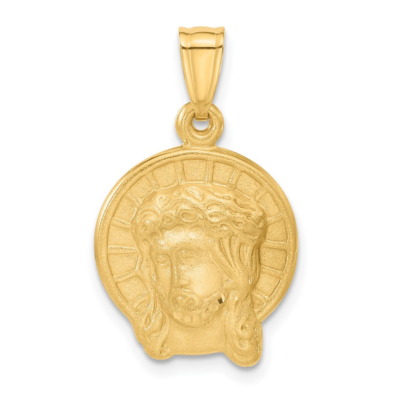 14K Satin Jesus Medal Pendant-C4969