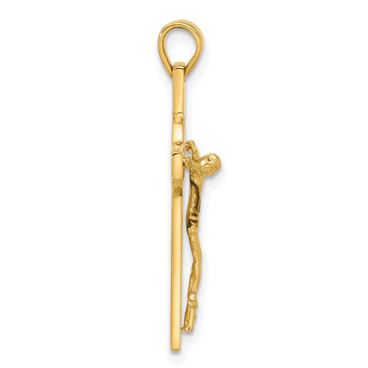 14K Polished Crucifix and St Benedict Pendant-C4971