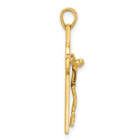 14K Polished Crucifix and St Benedict Pendant-C4971