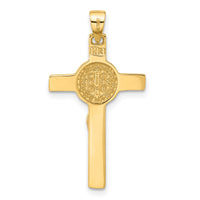 14K Polished Crucifix and St Benedict Pendant-C4971