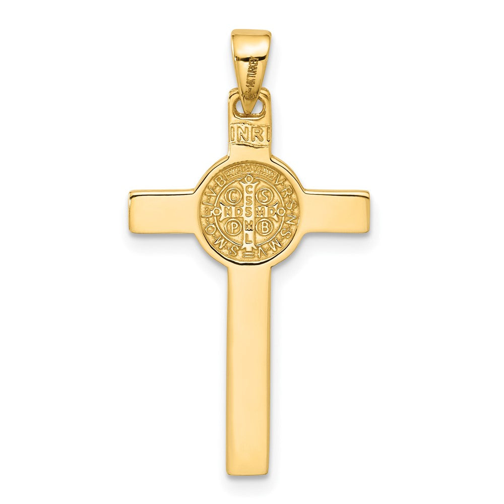 14K Two-tone with White Rhodium Crucifix and St Benedict Pendant-C4972