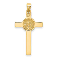 14K Two-tone with White Rhodium Crucifix and St Benedict Pendant-C4972