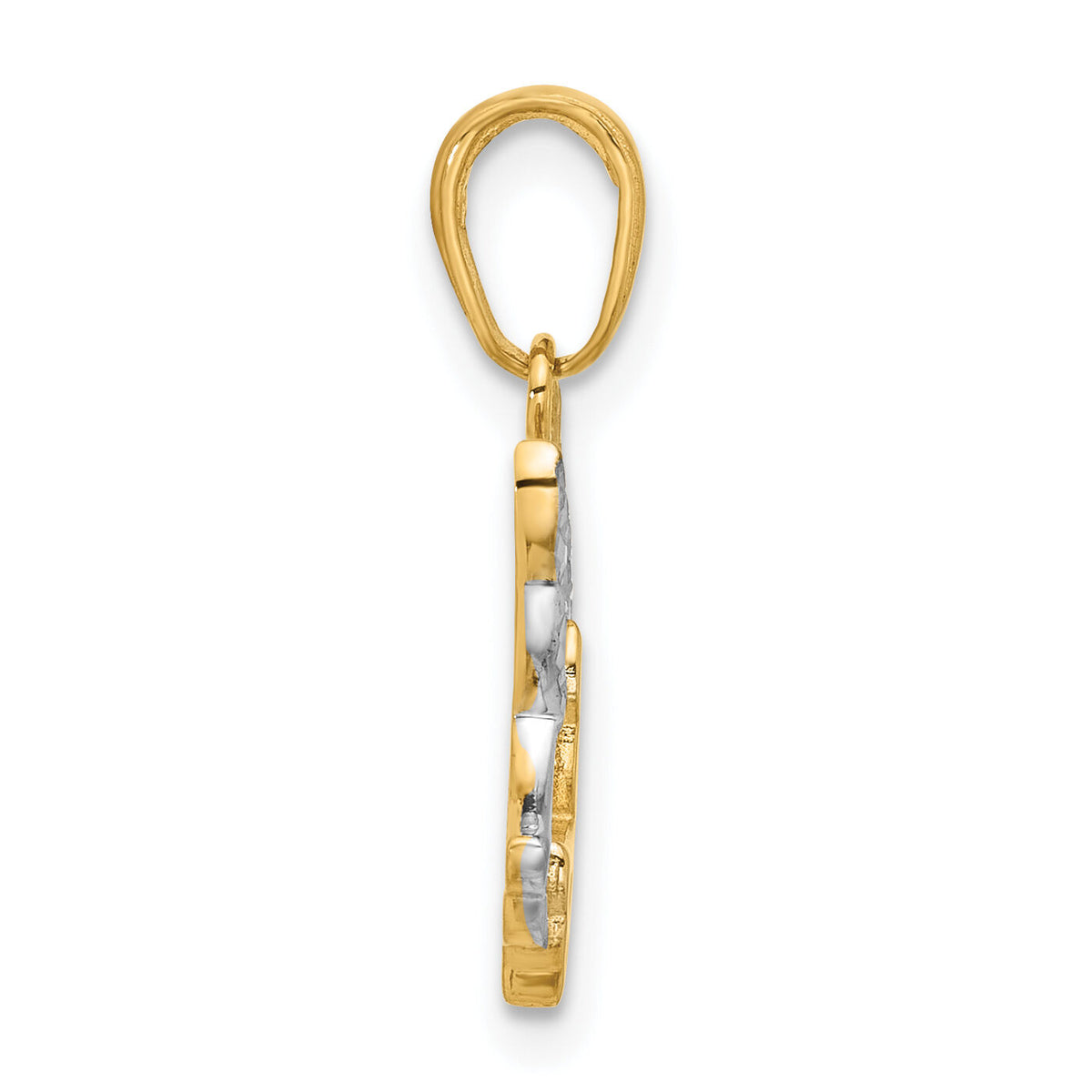 14K with White Rhodium D/C Doves Pendant-C4973