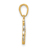 14K with White Rhodium D/C Doves Pendant-C4973