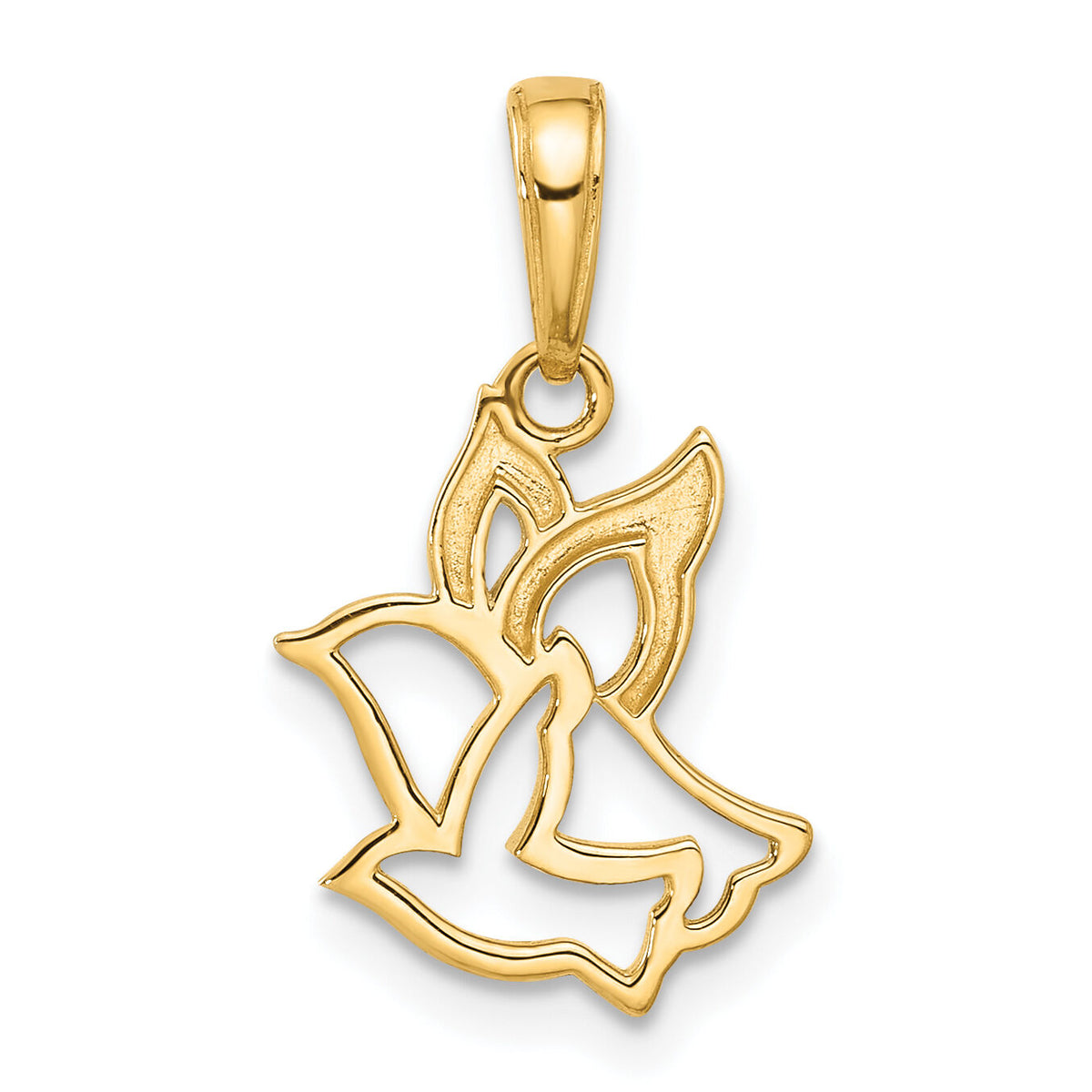 14K with White Rhodium D/C Doves Pendant-C4973
