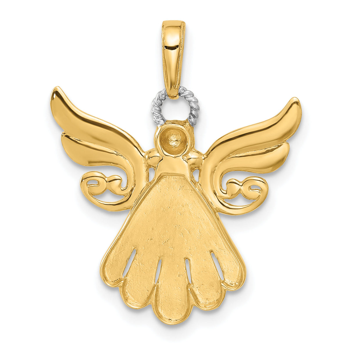 14k with White Rhodium D/C Angel Pendant-C4974