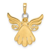 14k with White Rhodium D/C Angel Pendant-C4974
