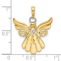 14k with White Rhodium D/C Angel Pendant-C4974