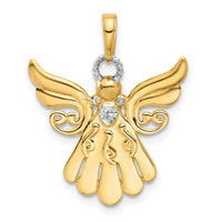 14k with White Rhodium D/C Angel Pendant-C4974