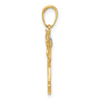 14K with White Rhodium D/C Angel Pendant-C4975
