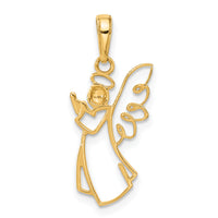 14K with White Rhodium D/C Angel Pendant-C4975